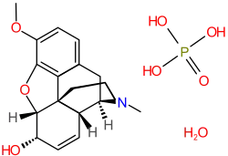 Chemical structure of codeine phosphate.