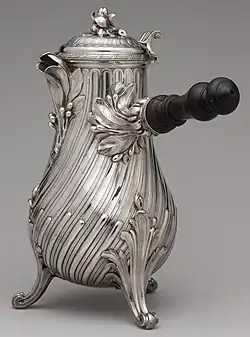 Coffeepot, decorated with foliage; 1757; silver; height: 29.5 cm; Metropolitan Museum of Art, New York