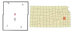 Location within Coffey County and Kansas