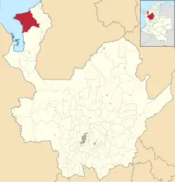 Location of the municipality and town of Necoclí in the Antioquia Department of Colombia