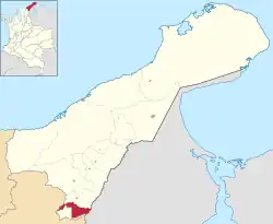 Location of the town and municipality of Urumita in the Department of La Guajira.