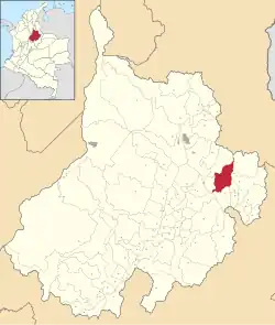 Location of the municipality and town of San Andrés, Santander in the Santander Department of Colombia.
