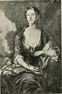 Catherine Winthrop Sargent, married 1744 as the second wife of Col. Epes Sargent (soldier), from a portrait by Smybert which is in the Museum of Fine Arts, Boston.