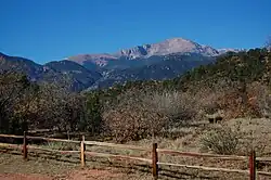 A view of Pikes Peak from Garden of the Gods