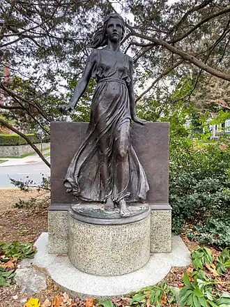 "A Memorial to Young Womanhood" was relocated to Blackstone Boulevard in the late 20th century