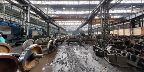 Construction of wheels at Jamalpur Locomotive Workshop