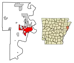 Location in Crittenden county and Arkansas