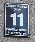 House number on Dzhokhar Dudayev avenue in Riga, Latvia.