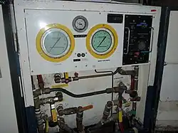 Control panel of a basic deck decompression chamber