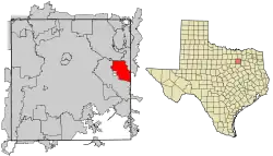 Location within Dallas County and the state of Texas