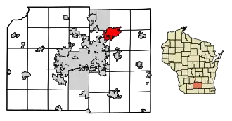 Location of Sun Prairie in Dane County, Wisconsin.