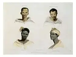 A Hottentot, a Hottentot Woman, a Kaffre, a Kaffre Woman, Aquatint 1805