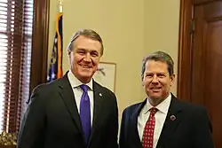 Kemp with U.S. Senator David Perdue in his Senate office on February 14, 2017.