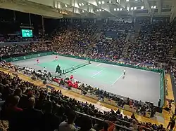 Doubles playing during the Davis Cup match between Serbia and Greece, September 2024