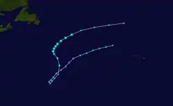 A track map of Tropical Storm Debby