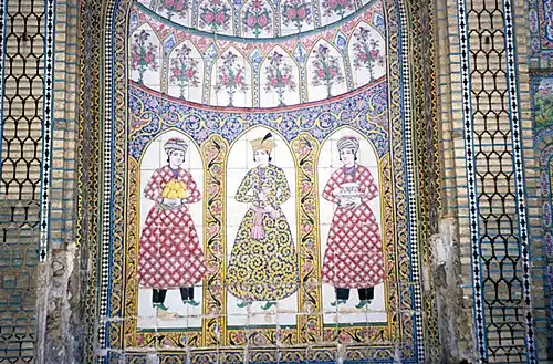 Qajari wall painting at Qavam House—Narenjestan e Qavam
