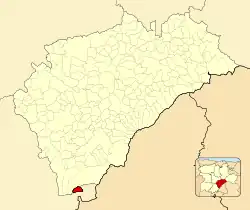 Location of the Dehesa de la Cepeda enclave, in red next to the province of Segovia