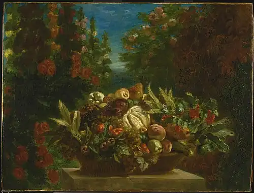 Basket of Flowers and Fruit by Eugene Delacroix