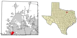 Location of Roanoke in Denton County, Texas