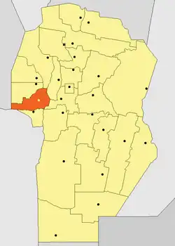 Location of San Alberto Department in Córdoba Province