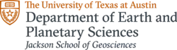 Logo shows the university shield and reads: The University of Texas at Austin, Department of Earth and Planetary Sciences, Jackson School of Geosciences