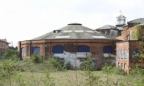 North Midland Railway roundhouse at Derby, England, built in 1839, as it was in 2006
