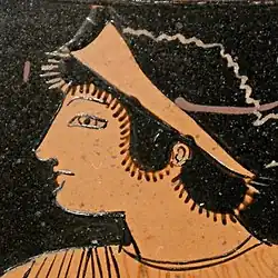 Detail of Thetis's face, with short hair