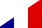 Diagonally split flag of Democratic Republic of Congo and France