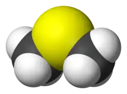 Spacefill model of dimethyl sulfide
