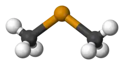 Ball and stick model of dimethyl telluride