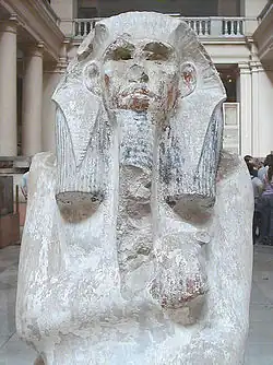 Limestone Ka statue of Djoser from his pyramid serdab at Saqqara, Egyptian Museum, Cairo