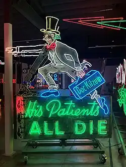Doc Kilzum animated neon sign from Paramount Pest Control in Los Angeles (1940s)
