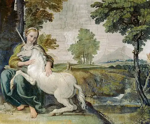 Giulia Farnese as – A Virgin with a Unicorn, by Domenichino, c. 1604–05, from Palazzo Farnese