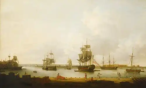 Ships off the Gun Wharf at Portsmouth by Dominic Serres
