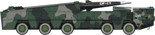 The Dongfeng-17 mounted on a road-mobile missile launcher.