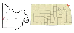 Location within Doniphan County and Kansas