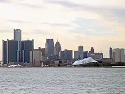 View of the state park from across the Detroit River