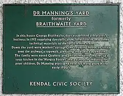 Plaque commemorating the site of a drysalting business