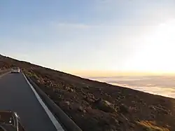 Driving to the summit of Haleakala at sunset.