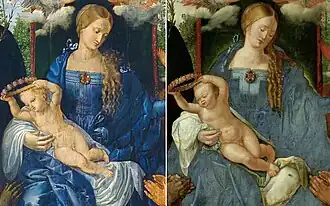 comparison of Albrecht Dürer's versions of the Feast of the Rosary
