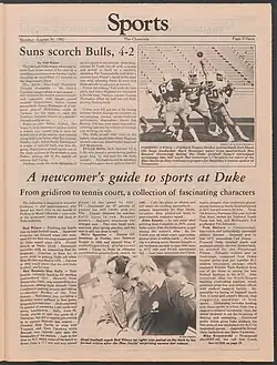 A page from The Chronicle, the student newspaper of Duke University
