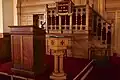 Interior of the church and pulpit.