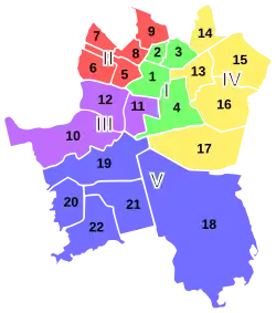 Districts of Katowice. 11 is Brynów-Osiedle Zgrzebnioka and 12 is Brynów-Załęska Hałda [pl]