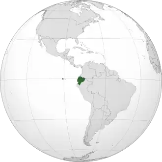 Location of Ecuador (dark green)