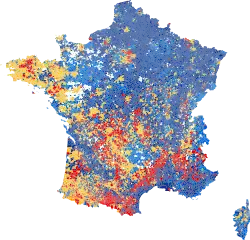 First-place candidate by commune (2012 borders)