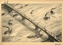 Drawing of the Eads Bridge, 1875