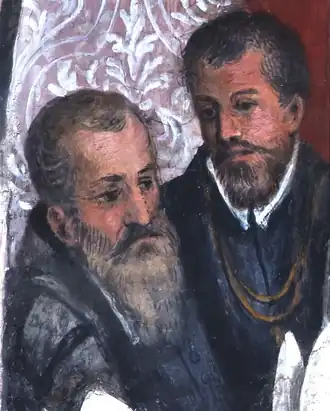A fresco of two noblemen