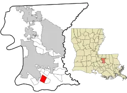 Location in East Baton Rouge Parish and the state of Louisiana.