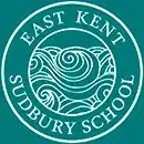 Blue and white logo with swirl design