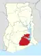 Location of Eastern Region in Ghana